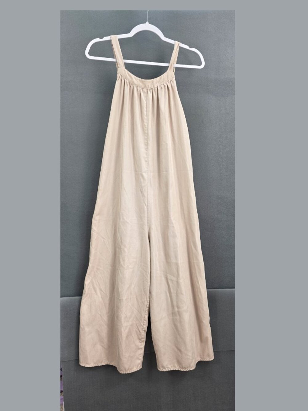 Hudson honey Womens M Beige Wide Leg Jumpsuit Sleeveless Palazzo